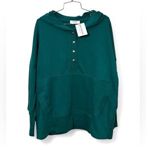 NWT Zenana Outfitters Teal Snap-Front Hoodie